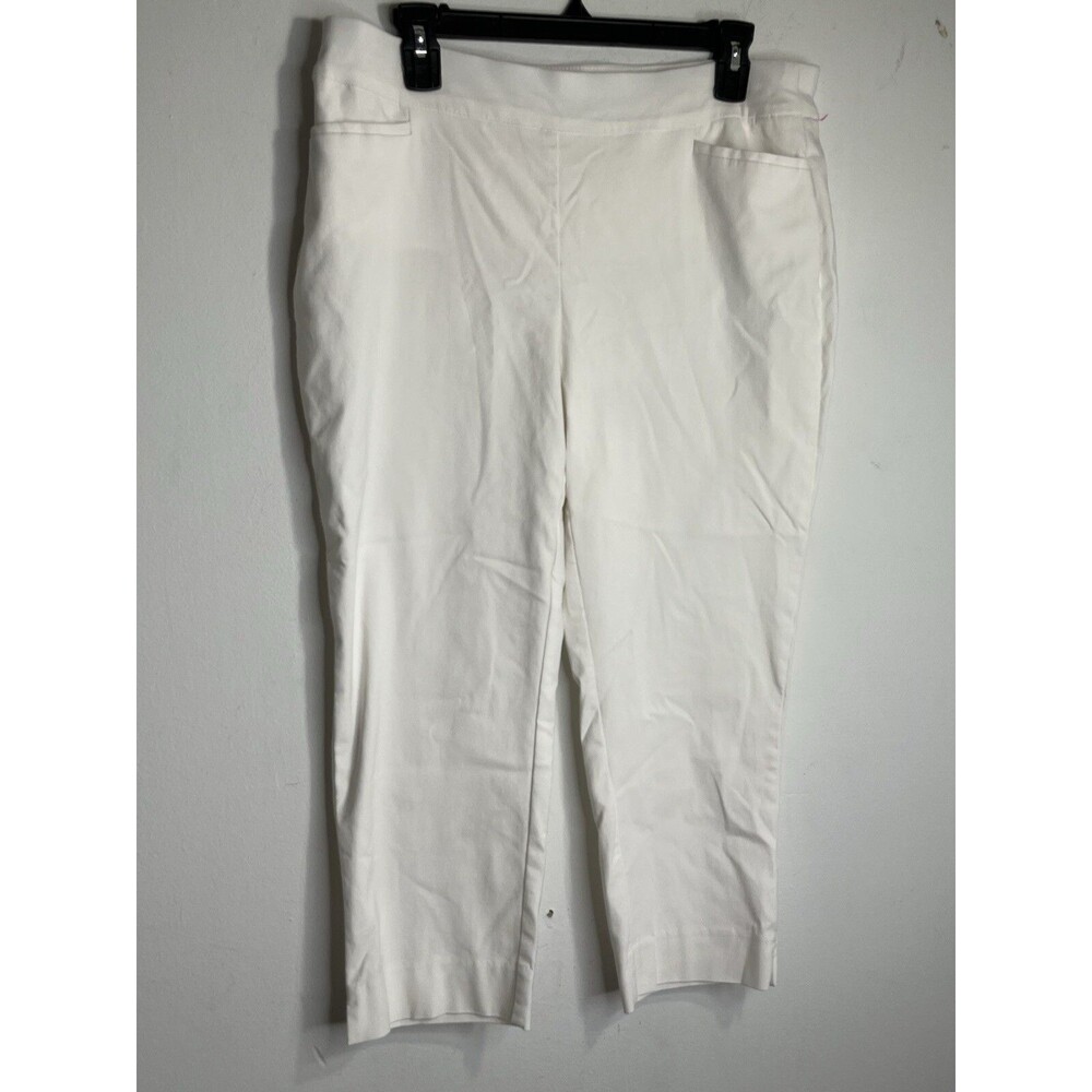 Chicos White Crop Stretch Pants Sz 2 / 12 / L P Petite